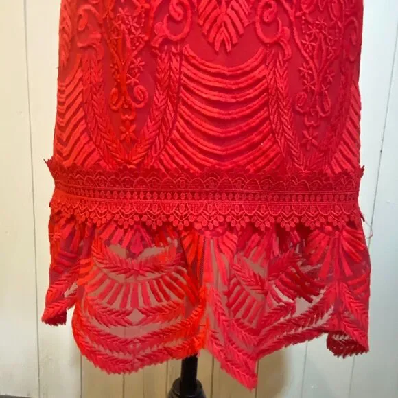 NWT Forever 21 Contemporary Red Lace Strapless Dress Size Large - Picture 4 of 6